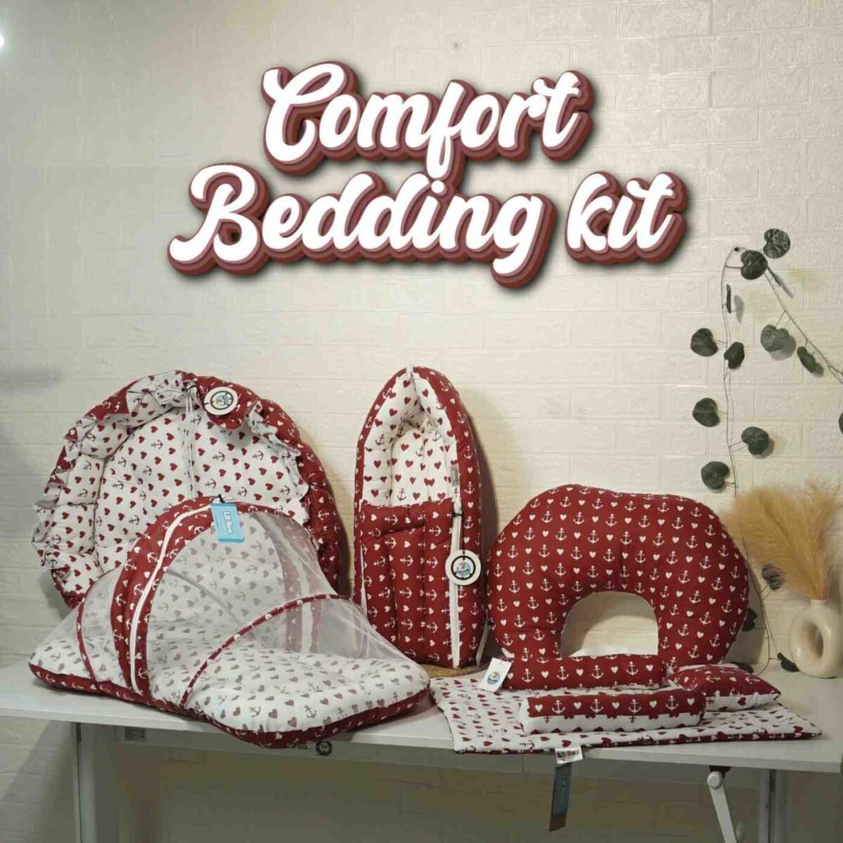Comfort bedding kit (5) Newborn bedding set | Baby bedding kit India | Carry nest bed combo | Mosquito net bed for baby | Newborn sleep essentials | Baby bolster set | Baby head pillow set | All season baby bedding | LILBEE baby products | Best newborn bedding kit India