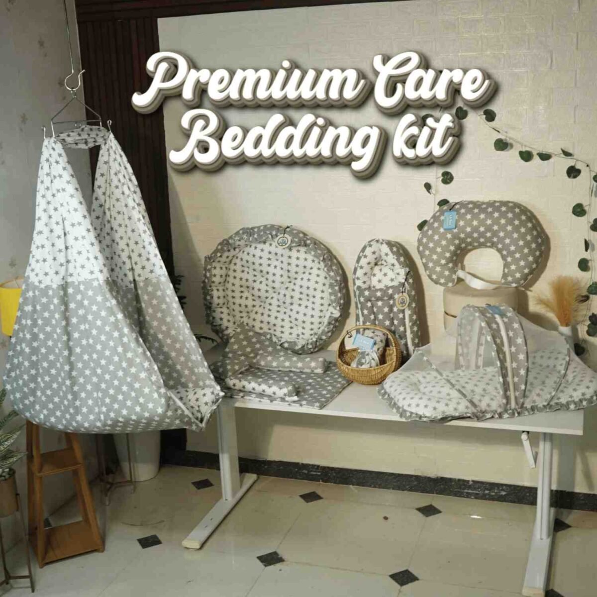 Premium Bedding Kit (1) Newborn bedding set | Baby bedding kit India | Carry nest bed combo | Mosquito net bed for baby | Newborn sleep essentials | Baby bolster set | Baby head pillow set | All season baby bedding | LILBEE baby products | Best newborn bedding kit India