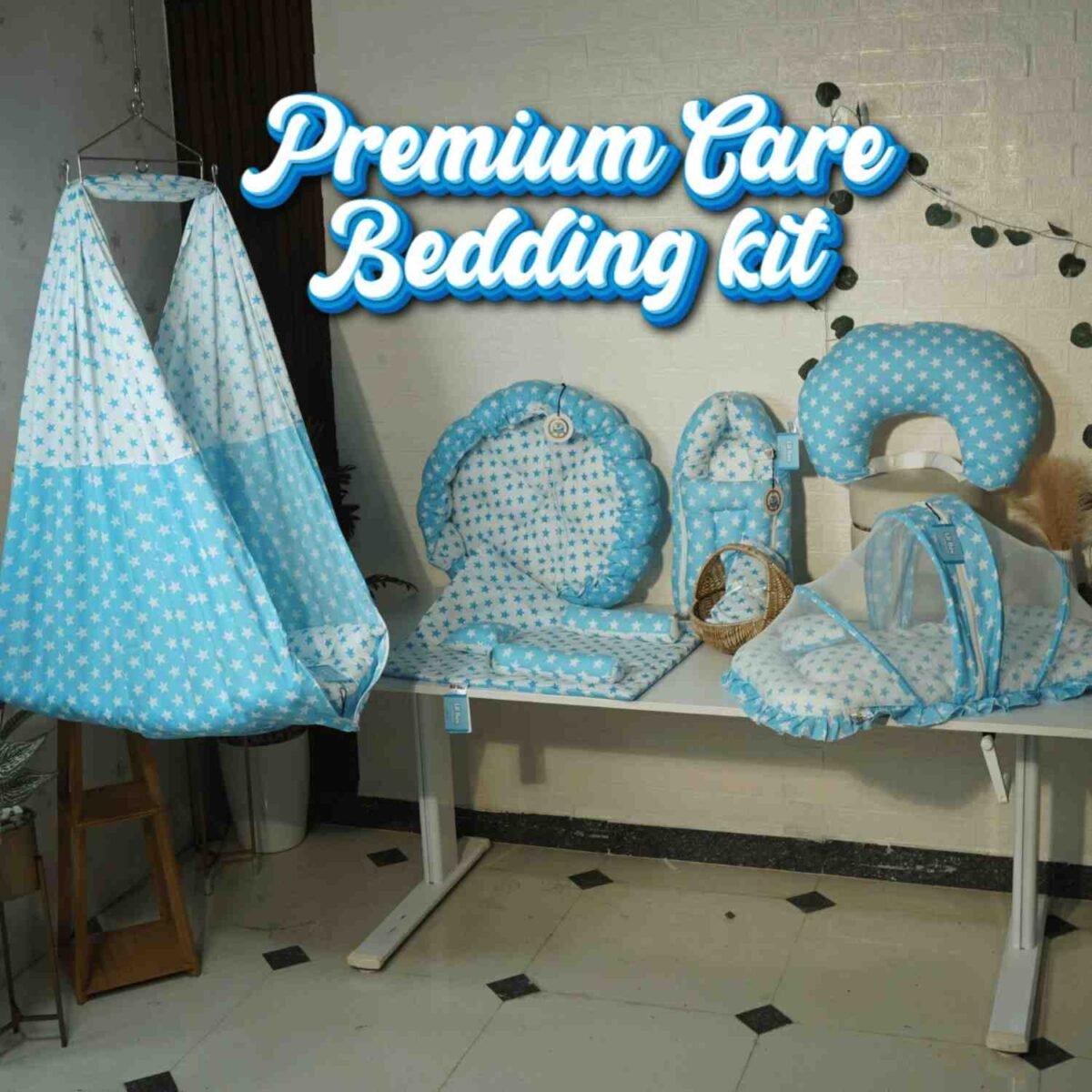 Premium Bedding Kit (4) Newborn bedding set | Baby bedding kit India | Carry nest bed combo | Mosquito net bed for baby | Newborn sleep essentials | Baby bolster set | Baby head pillow set | All season baby bedding | LILBEE baby products | Best newborn bedding kit India