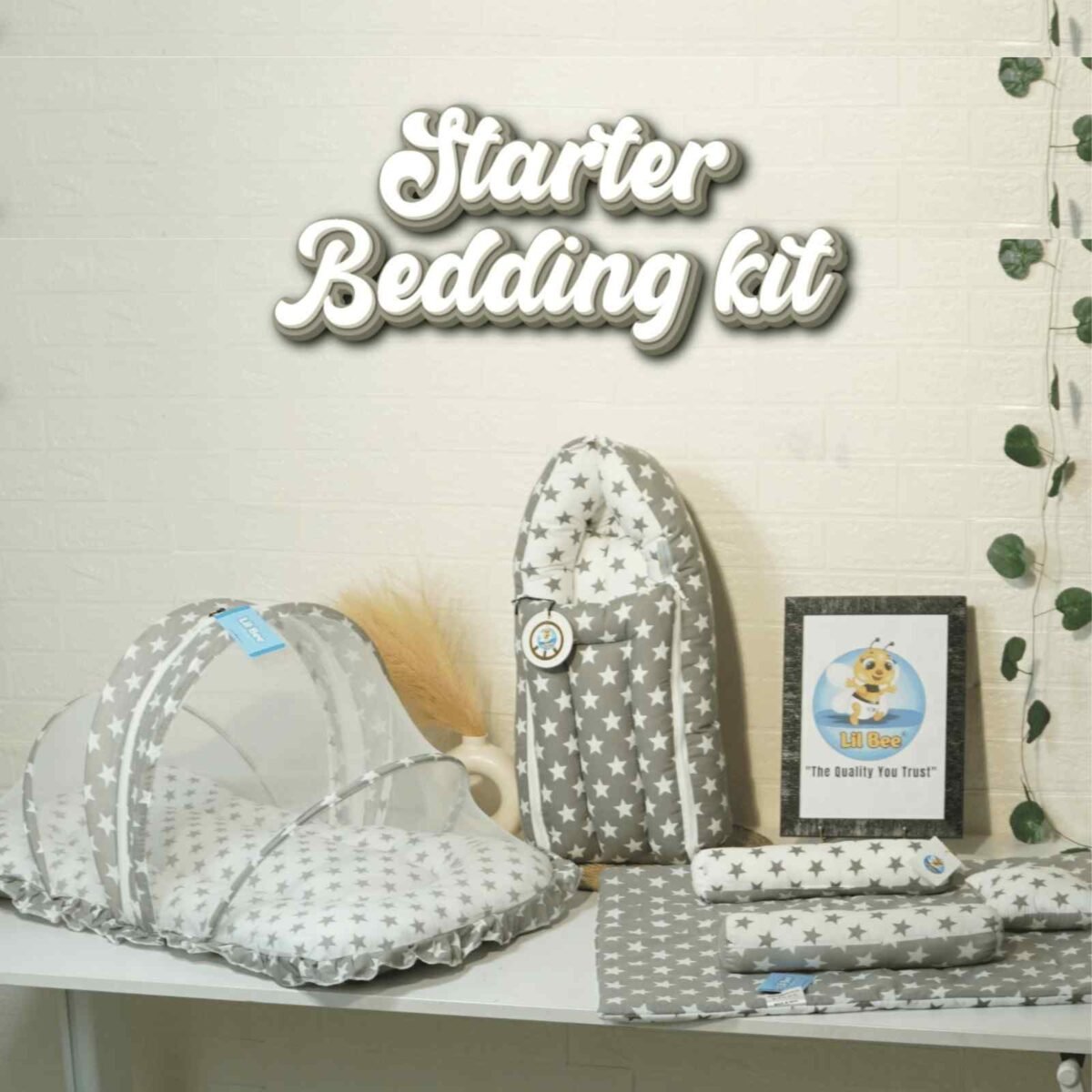 Newborn bedding set | Baby bedding kit India | Carry nest bed combo | Mosquito net bed for baby | Newborn sleep essentials | Baby bolster set | Baby head pillow set | All season baby bedding | LILBEE baby products | Best newborn bedding kit India
